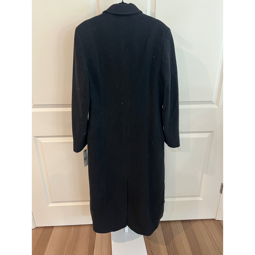 NWT Jones New York Cashmere Wool Blend Maxi Coat Charcoal Black Womens 14 - Picture 3 of 9